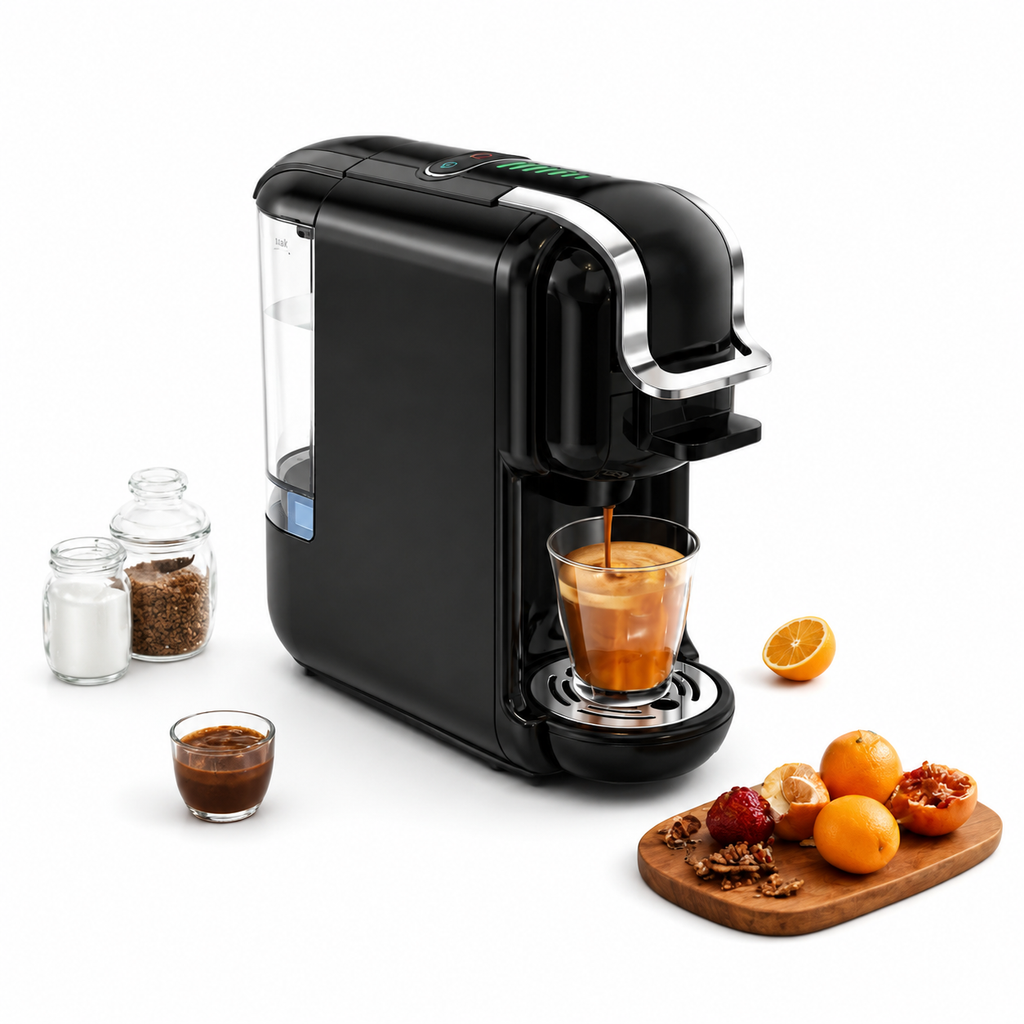 Premium 5-in-1 Capsule Coffee Machine 20 Bar Espresso Maker Compatible with Nespresso K-Cup Dolce Gusto ESE Pods Ground Coffee Hot Cold Brew Coffee Machine