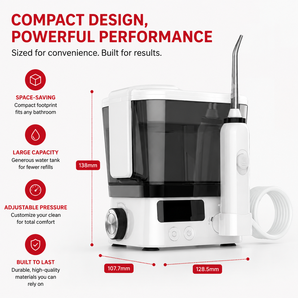Premium 600ML Oral Irrigator Electric Water Flosser 10 Modes IPX7 Waterproof Rechargeable Dental Cleaner 4 Tips Adjustable Pressure Oral Care