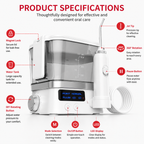 Premium 600ML Oral Irrigator Electric Water Flosser 10 Modes IPX7 Waterproof Rechargeable Dental Cleaner 4 Tips Adjustable Pressure Oral Care