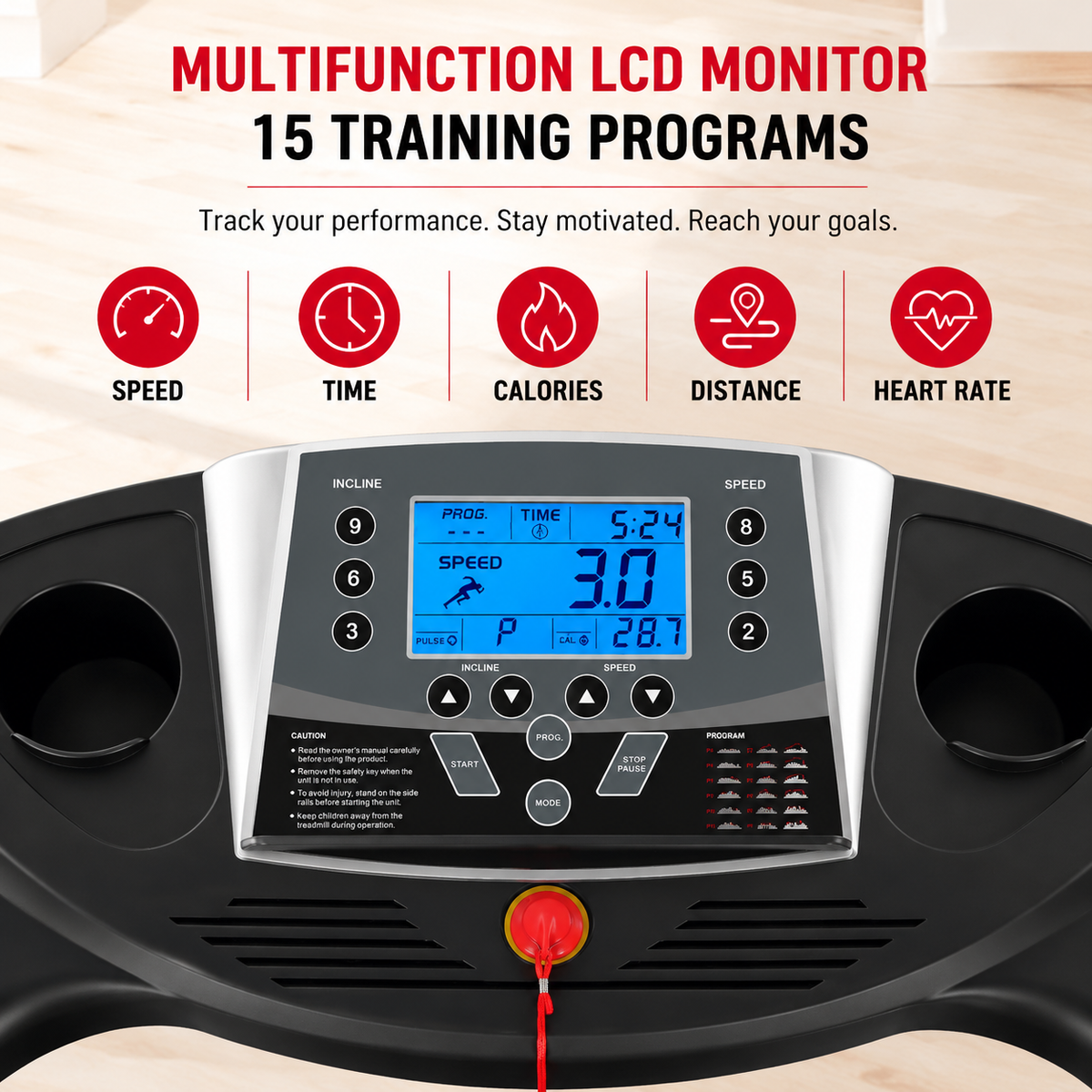 Premium Auto Incline Folding Treadmill 2.5HP Electric Running Machine 12% Incline 15 Programs Home Cardio Folding Treadmill Walking Jogging Fitness