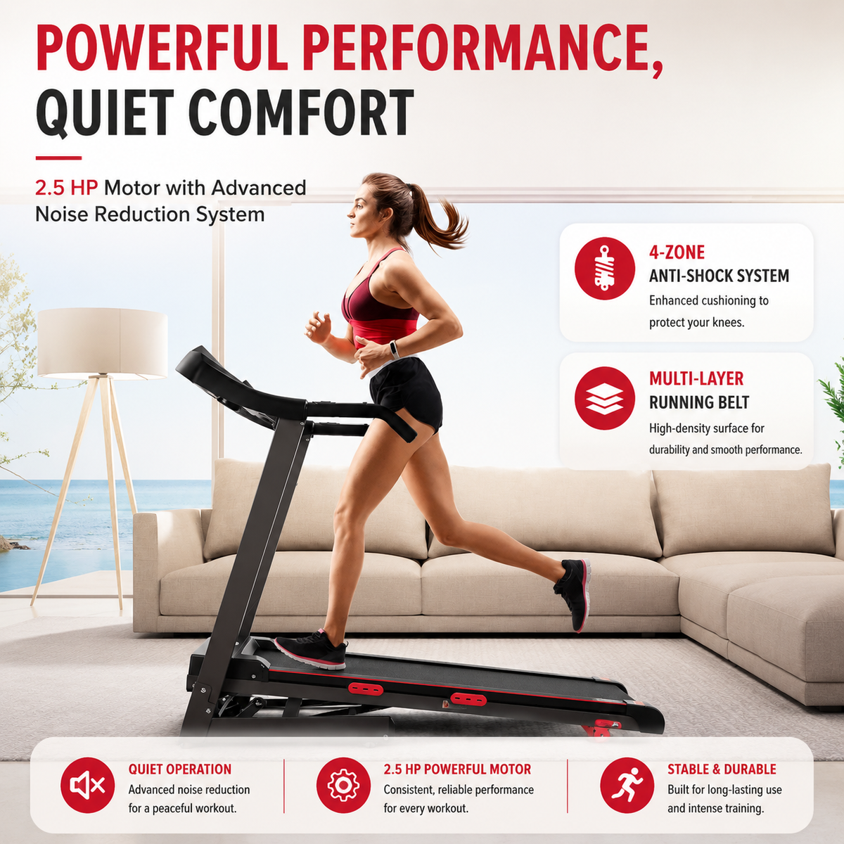 Premium Auto Incline Folding Treadmill 2.5HP Electric Running Machine 12% Incline 15 Programs Home Cardio Folding Treadmill Walking Jogging Fitness