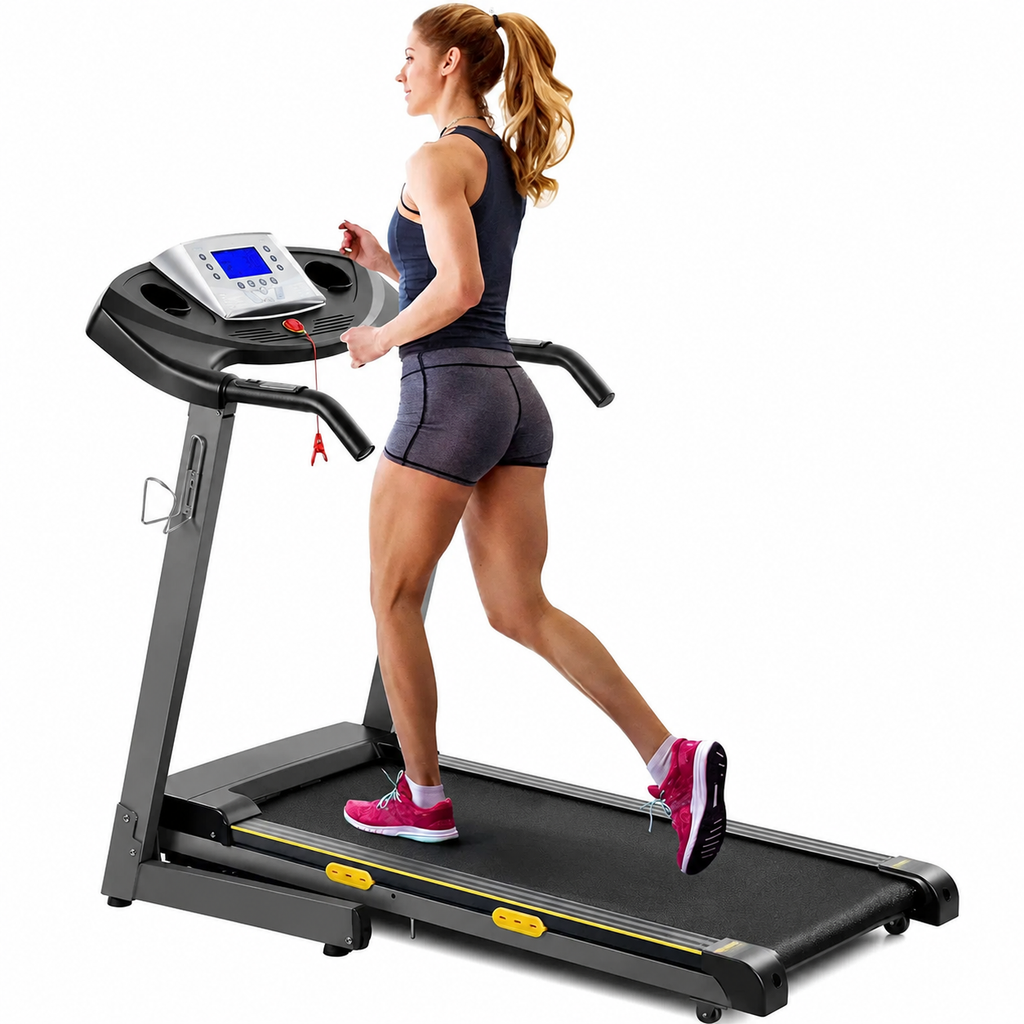 Premium Auto Incline Folding Treadmill 2.5HP Electric Running Machine 12% Incline 15 Programs Home Cardio Folding Treadmill Walking Jogging Fitness