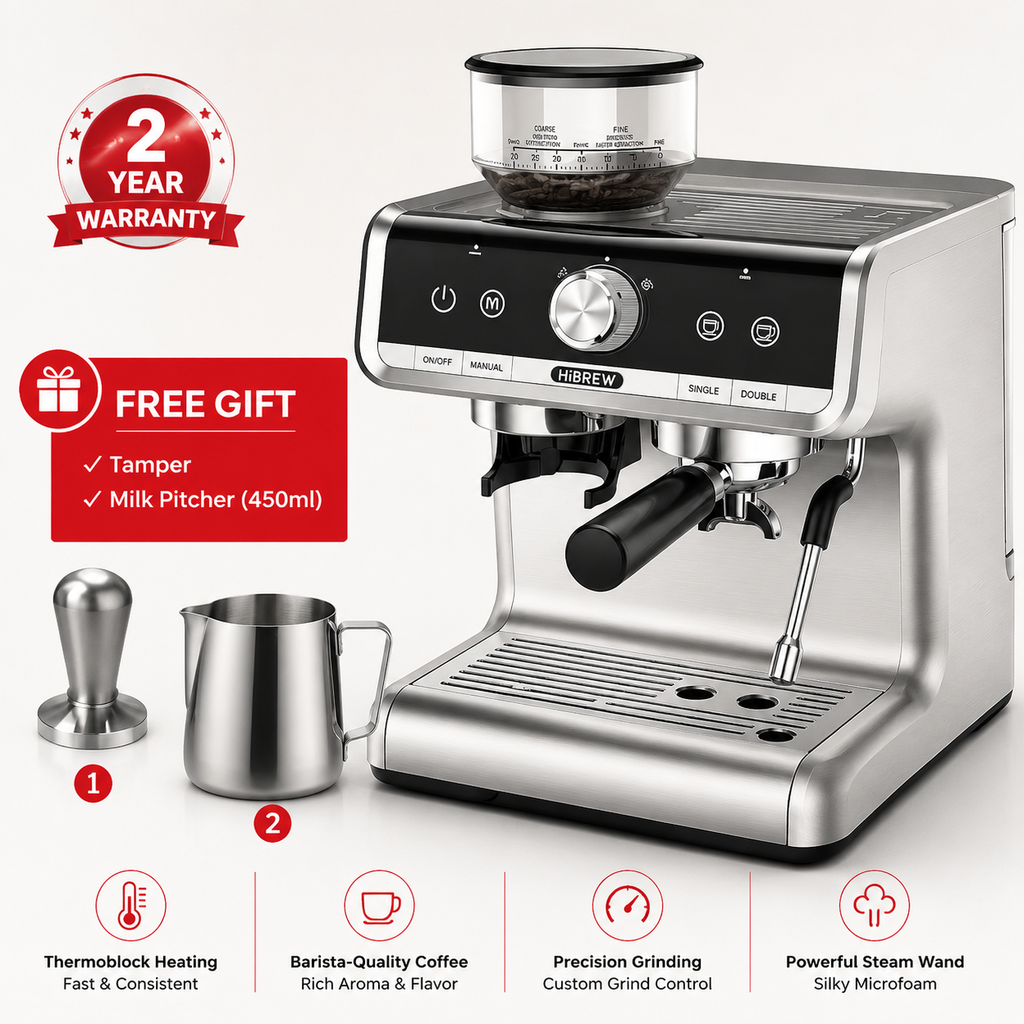 Premium Bean to Cup Espresso Machine with Grinder 20 Bar Dual Boiler Coffee Maker Touchscreen Built-In Burr Grinder Steam Wand Home Espresso Machine
