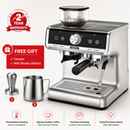 Premium Bean to Cup Espresso Machine with Grinder 20 Bar Dual Boiler Coffee Maker Touchscreen Built-In Burr Grinder Steam Wand Home Espresso Machine
