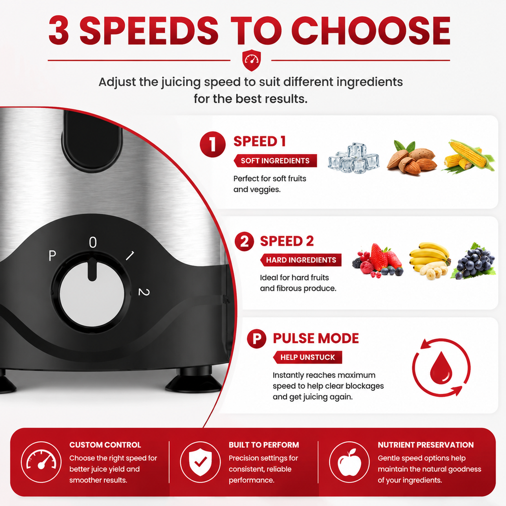 Premium Centrifugal Juicer 600W 3 Inch Wide Chute Dual Speed Stainless Steel Blade Fast Juice Extractor for Whole Fruits Vegetables Easy Clean Kitchen Juicer Machine