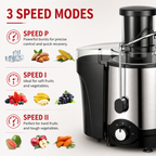 Premium Centrifugal Juicer 600W 3 Inch Wide Chute Dual Speed Stainless Steel Blade Fast Juice Extractor for Whole Fruits Vegetables Easy Clean Kitchen Juicer Machine