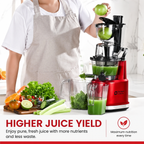 Premium Cold Press Juicer Wide 3.27 Inch Chute BPA Free High Juice Yield Low Noise Masticating Juicer for Whole Fruits Vegetables Leafy Greens Home Use