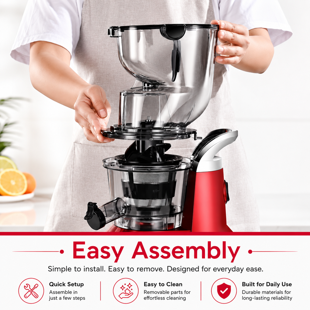 Premium Cold Press Juicer Wide 3.27 Inch Chute BPA Free High Juice Yield Low Noise Masticating Juicer for Whole Fruits Vegetables Leafy Greens Home Use