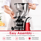 Premium Cold Press Juicer Wide 3.27 Inch Chute BPA Free High Juice Yield Low Noise Masticating Juicer for Whole Fruits Vegetables Leafy Greens Home Use