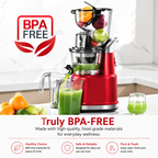 Premium Cold Press Juicer Wide 3.27 Inch Chute BPA Free High Juice Yield Low Noise Masticating Juicer for Whole Fruits Vegetables Leafy Greens Home Use