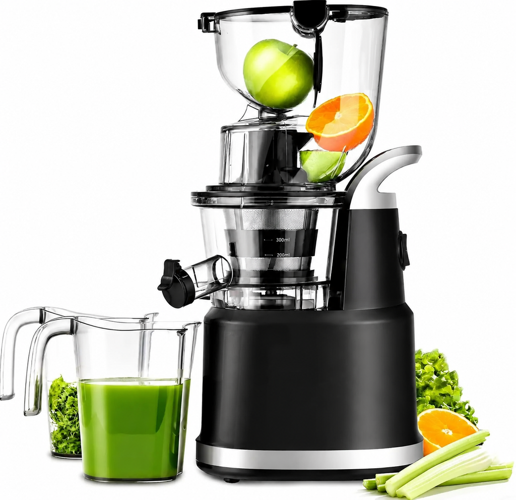 Premium Cold Press Juicer Wide 3.27 Inch Chute BPA Free High Juice Yield Low Noise Masticating Juicer for Whole Fruits Vegetables Leafy Greens Home Use