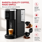 Premium Dual Brew Coffee Maker K-Cup and Ground Coffee Machine 5 Brew Sizes 40oz Water Tank Touchscreen Control Compact Coffee Brewer