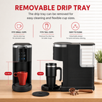 Premium Dual Brew Coffee Maker K-Cup and Ground Coffee Machine 5 Brew Sizes 40oz Water Tank Touchscreen Control Compact Coffee Brewer
