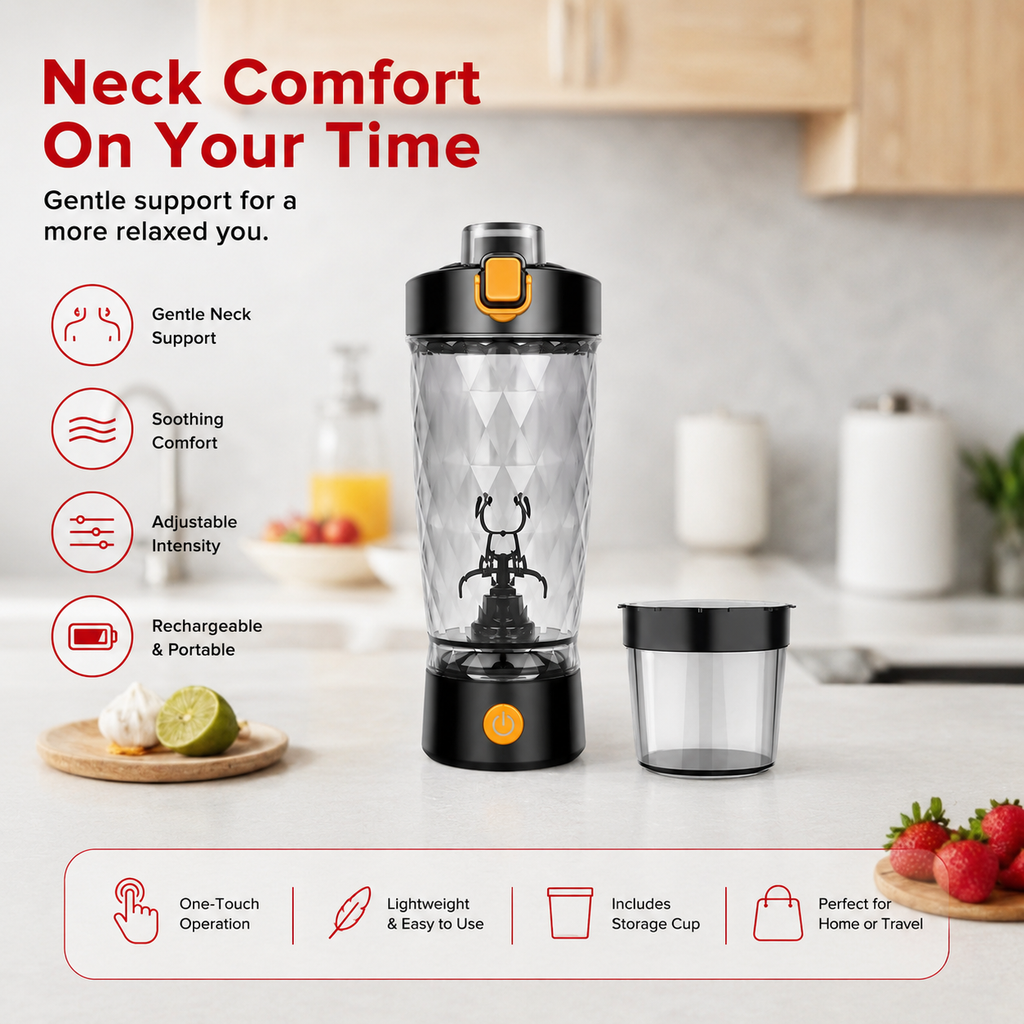 Premium Electric Protein Shaker Bottle 7500RPM USB-C Rechargeable Self Cleaning Mixer Built-in Powder Storage BPA-Free Portable Smooth Drink Blender Gym Travel Use