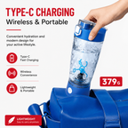 Premium Electric Protein Shaker Bottle 7500RPM USB-C Rechargeable Self Cleaning Mixer Built-in Powder Storage BPA-Free Portable Smooth Drink Blender Gym Travel Use