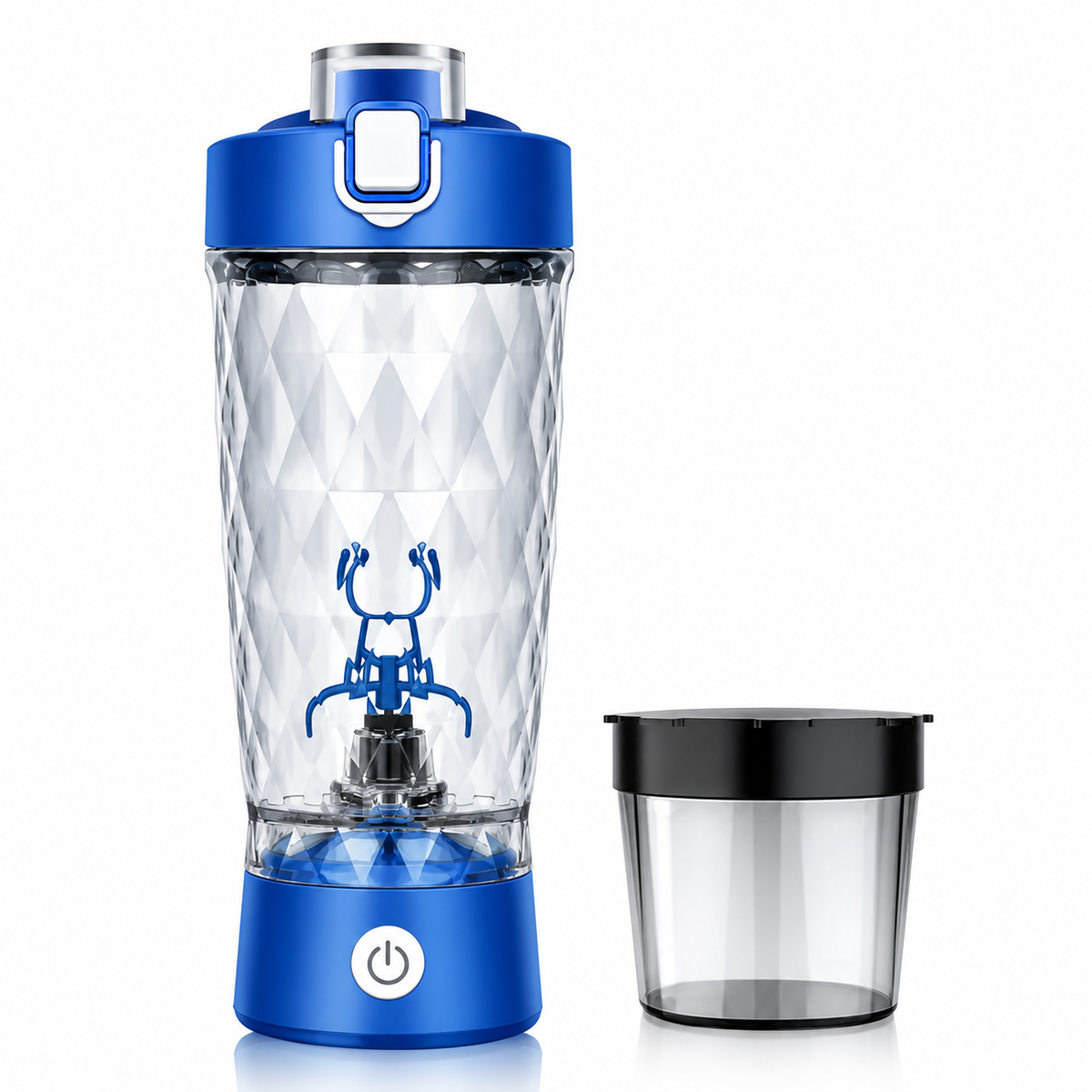 Premium Electric Protein Shaker Bottle 7500RPM USB-C Rechargeable Self Cleaning Mixer Built-in Powder Storage BPA-Free Portable Smooth Drink Blender Gym Travel Use