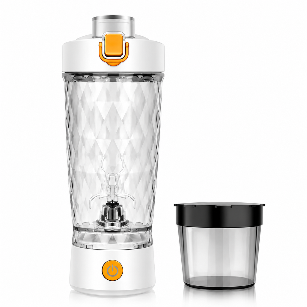 Premium Electric Protein Shaker Bottle 7500RPM USB-C Rechargeable Self Cleaning Mixer Built-in Powder Storage BPA-Free Portable Smooth Drink Blender Gym Travel Use