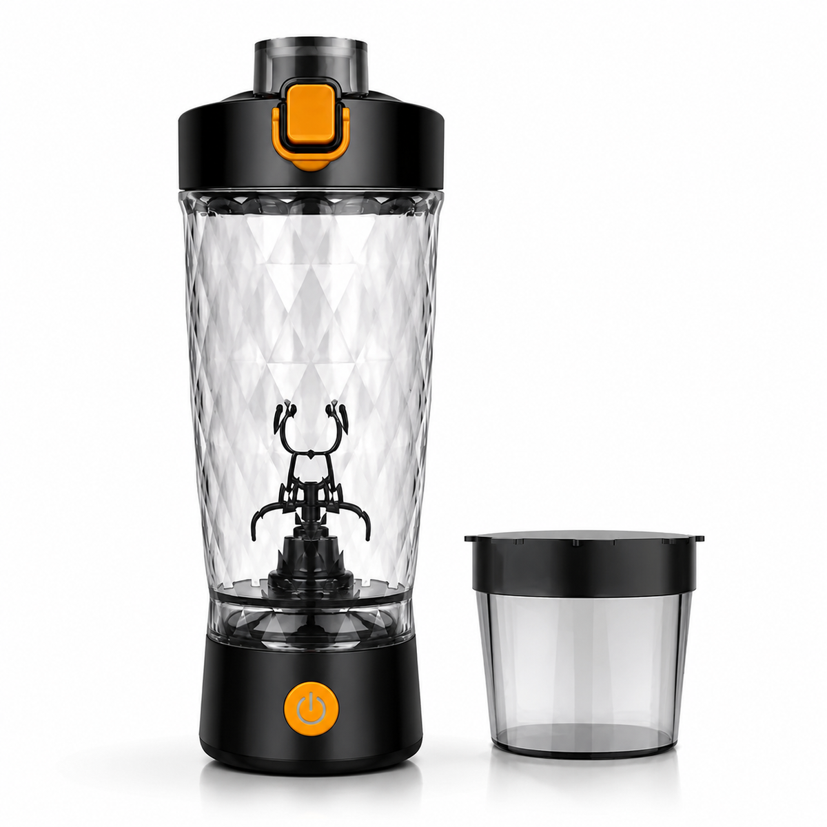 Premium Electric Protein Shaker Bottle 7500RPM USB-C Rechargeable Self Cleaning Mixer Built-in Powder Storage BPA-Free Portable Smooth Drink Blender Gym Travel Use