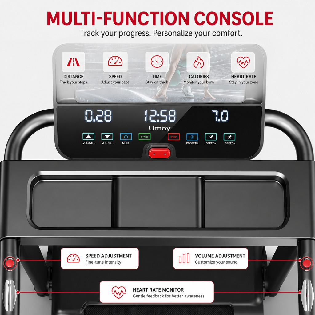 Premium Foldable Smart Treadmill 3.0HP Brushless Motor Quiet Under 45dB Bluetooth Audio 7 Layer Shock Absorption LED Display Compact Home Running Machine
