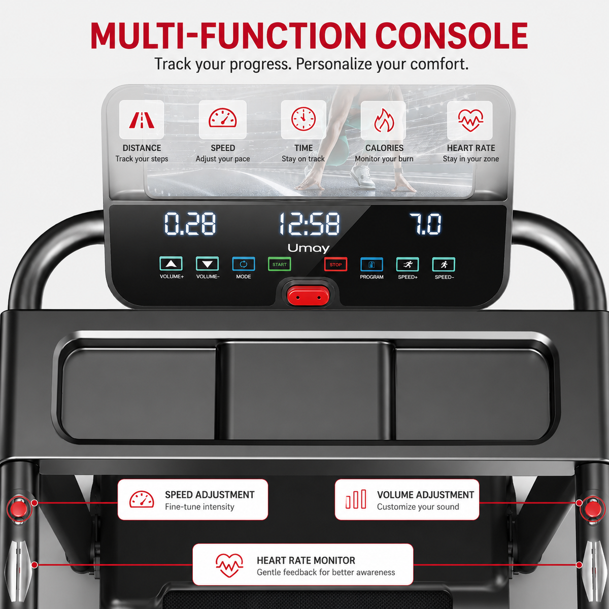 Premium Foldable Smart Treadmill 3.0HP Brushless Motor Quiet Under 45dB Bluetooth Audio 7 Layer Shock Absorption LED Display Compact Home Running Machine