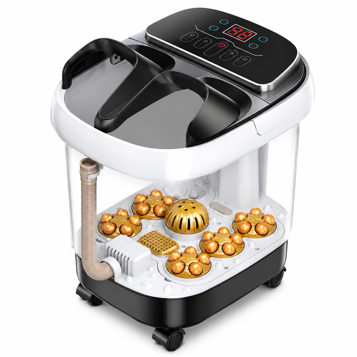 Premium Foot Spa Bath Massager with Heat 12 Rollers Digital Temperature Control Pedicure Stone Adjustable Timer Foot Soak Relaxation Home Care Device