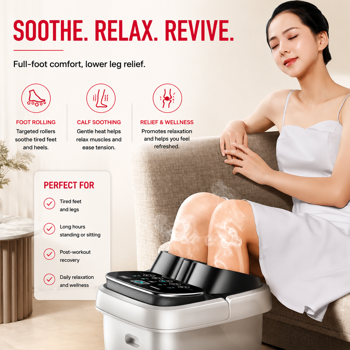 Premium Foot Spa Bath Massager with Heat 12 Rollers Digital Temperature Control Pedicure Stone Adjustable Timer Foot Soak Relaxation Home Care Device