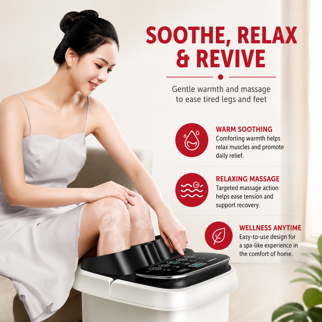 Premium Foot Spa Bath Massager with Heat 12 Rollers Digital Temperature Control Pedicure Stone Adjustable Timer Foot Soak Relaxation Home Care Device