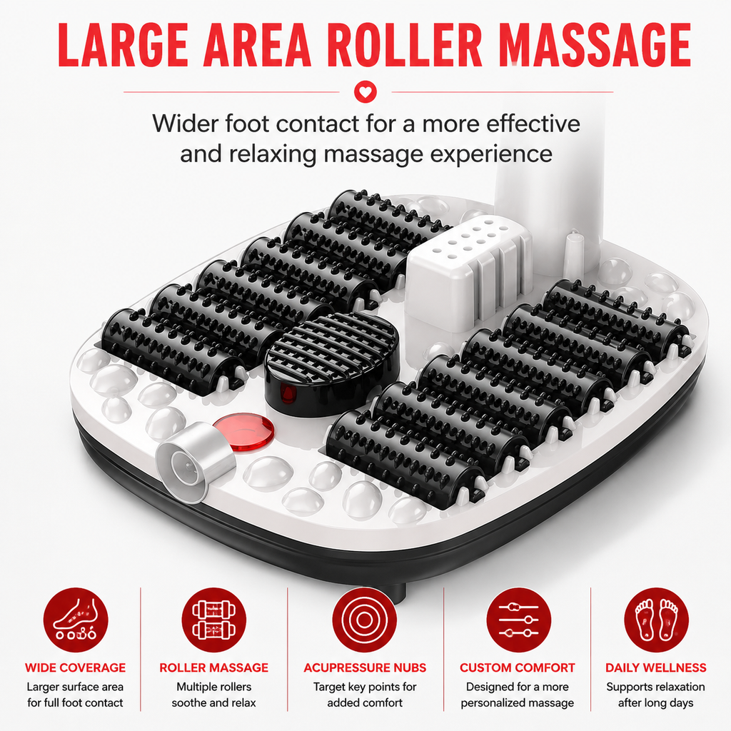 Premium Foot Spa Bath Massager with Heat 12 Rollers Digital Temperature Control Pedicure Stone Adjustable Timer Foot Soak Relaxation Home Care Device