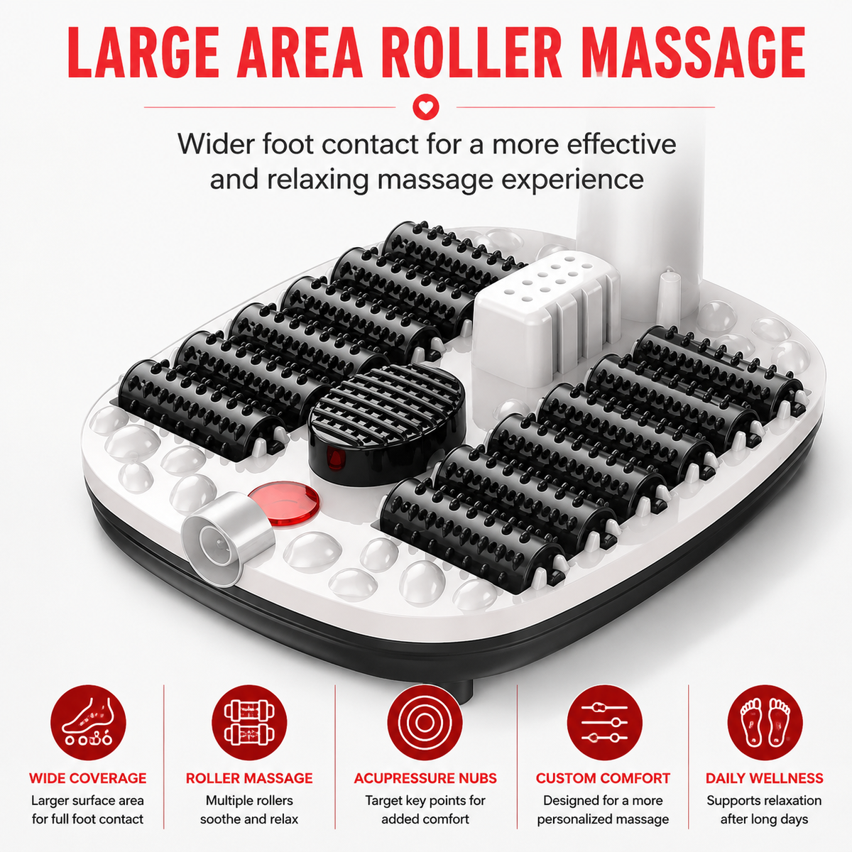 Premium Foot Spa Bath Massager with Heat 12 Rollers Digital Temperature Control Pedicure Stone Adjustable Timer Foot Soak Relaxation Home Care Device
