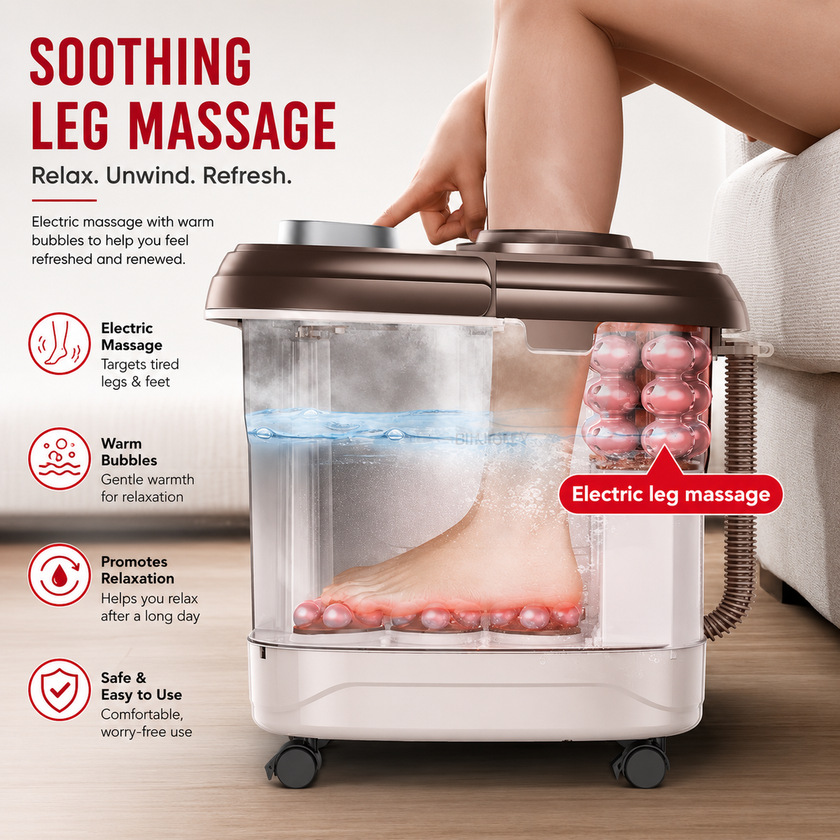 Premium Foot Spa Bath Massager with Heat 12 Rollers Digital Temperature Control Pedicure Stone Adjustable Timer Foot Soak Relaxation Home Care Device