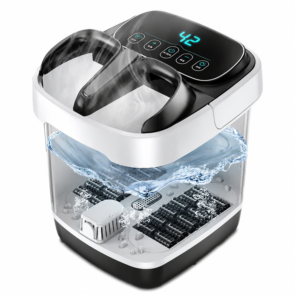 Premium Foot Spa Bath Massager with Heat 12 Rollers Digital Temperature Control Pedicure Stone Adjustable Timer Foot Soak Relaxation Home Care Device