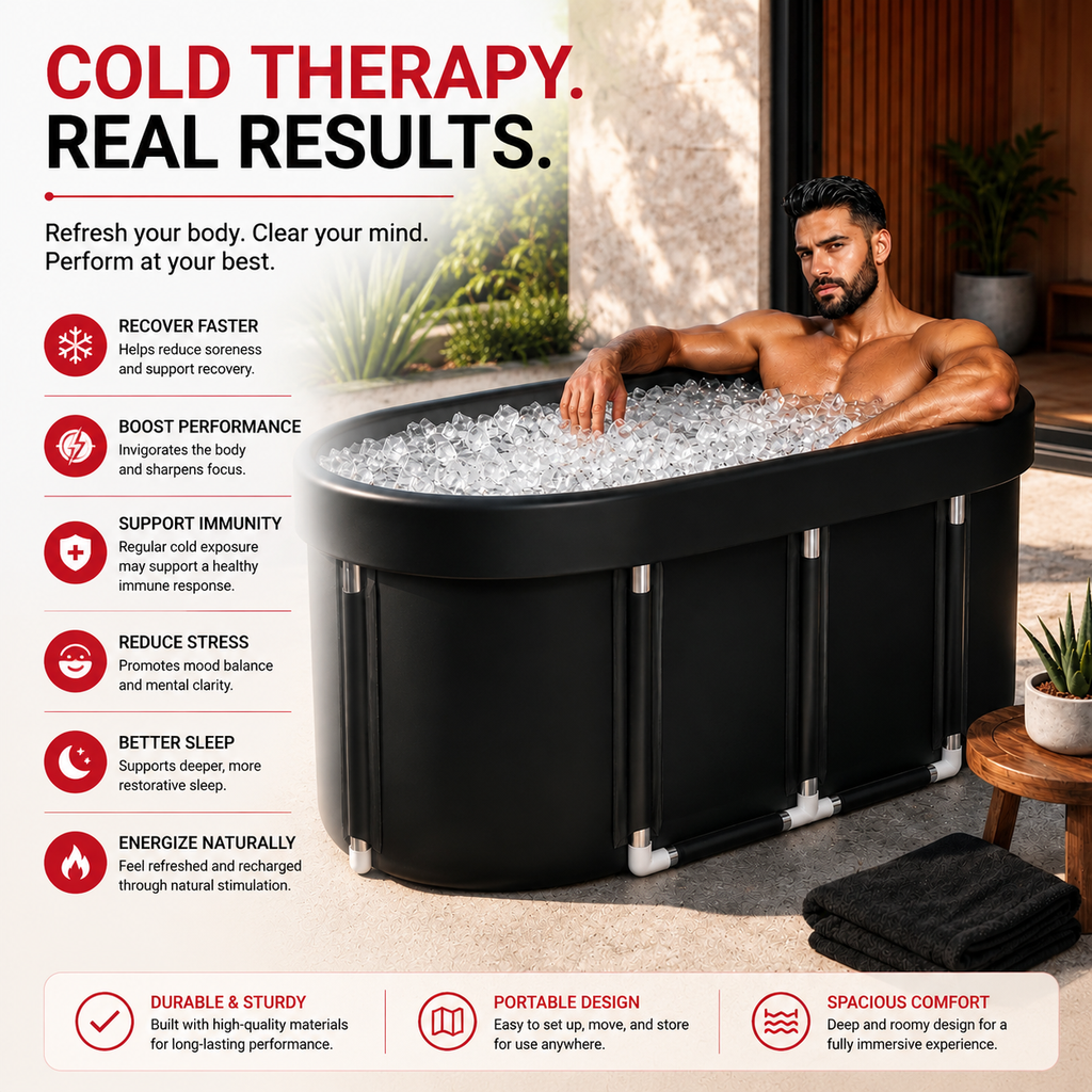 Premium Ice Bath Tub 129 Gallon Oval Cold Plunge Tub Portable Insulated Recovery Bath Hot Cold Therapy Home Outdoor Muscle Recovery Wellness
