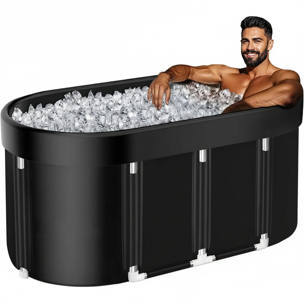 Premium Ice Bath Tub 129 Gallon Oval Cold Plunge Tub Portable Insulated Recovery Bath Hot Cold Therapy Home Outdoor Muscle Recovery Wellness