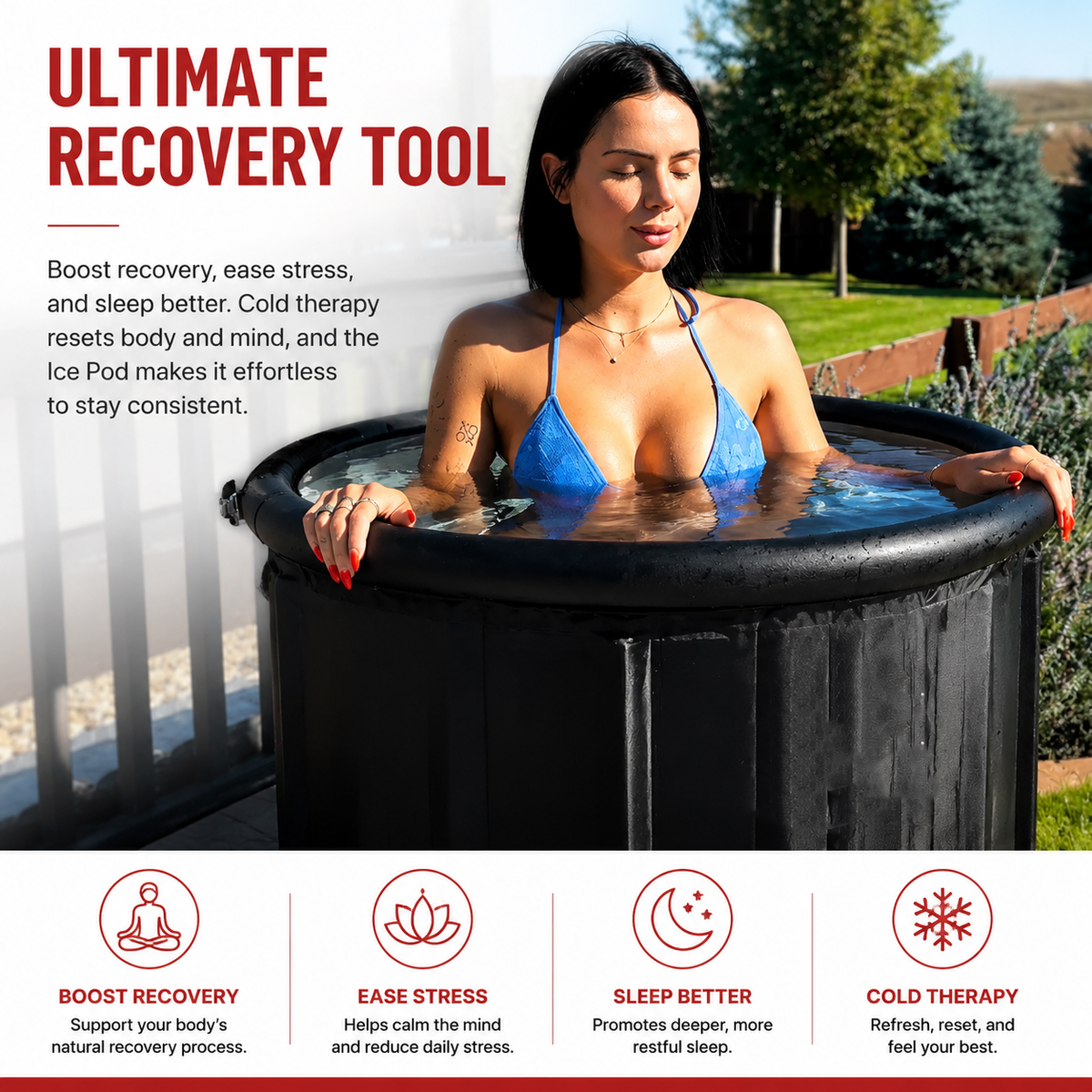 Premium Ice Bath Tub Portable Cold Plunge Tub 84 Gallon Inflatable Recovery Bath Lid Drain Outdoor Home Muscle Recovery Wellness Therapy Spa Fitness Use