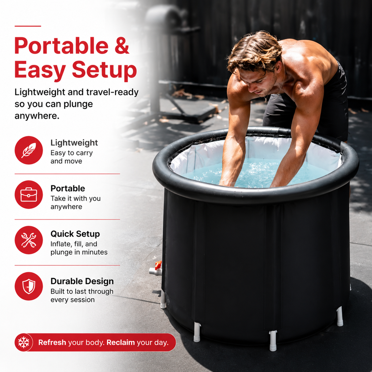 Premium Ice Bath Tub Portable Cold Plunge Tub 84 Gallon Inflatable Recovery Bath Lid Drain Outdoor Home Muscle Recovery Wellness Therapy Spa Fitness Use
