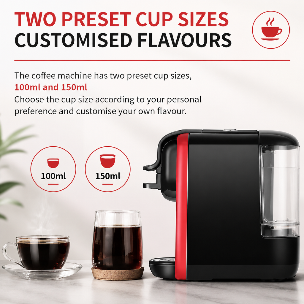 Premium Italian Capsule Coffee Machine Compact All in One Drip Americano Maker Capsule Coffee Brewer Single Serve 220V Home Office Coffee System