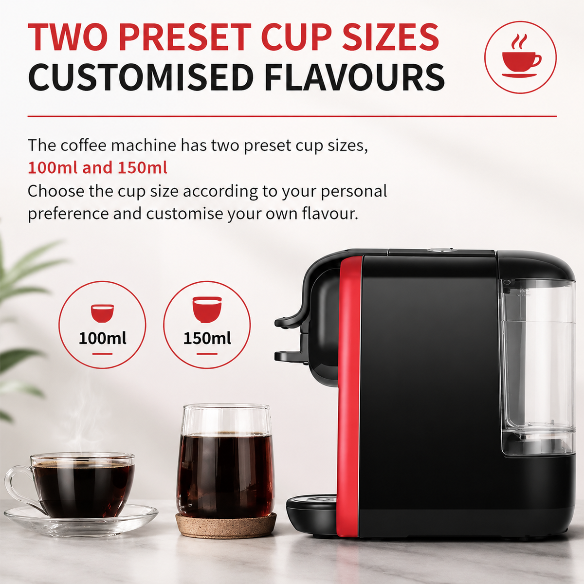 Premium Italian Capsule Coffee Machine Compact All in One Drip Americano Maker Capsule Coffee Brewer Single Serve 220V Home Office Coffee System