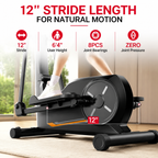 Premium Magnetic Elliptical Machine for Home Quiet Elliptical Trainer 8 Resistance Levels 12 Inch Stride LCD Monitor Cardio Exercise Fitness Machine Indoor Use