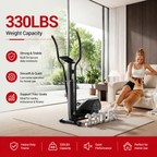 Premium Magnetic Elliptical Machine for Home Quiet Elliptical Trainer 8 Resistance Levels 12 Inch Stride LCD Monitor Cardio Exercise Fitness Machine Indoor Use
