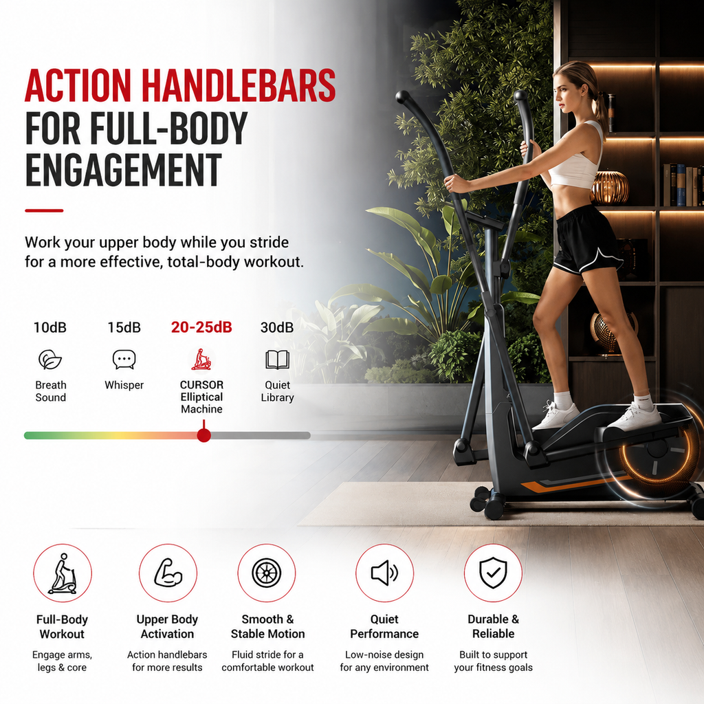Premium Magnetic Elliptical Machine for Home Quiet Elliptical Trainer 8 Resistance Levels 12 Inch Stride LCD Monitor Cardio Exercise Fitness Machine Indoor Use
