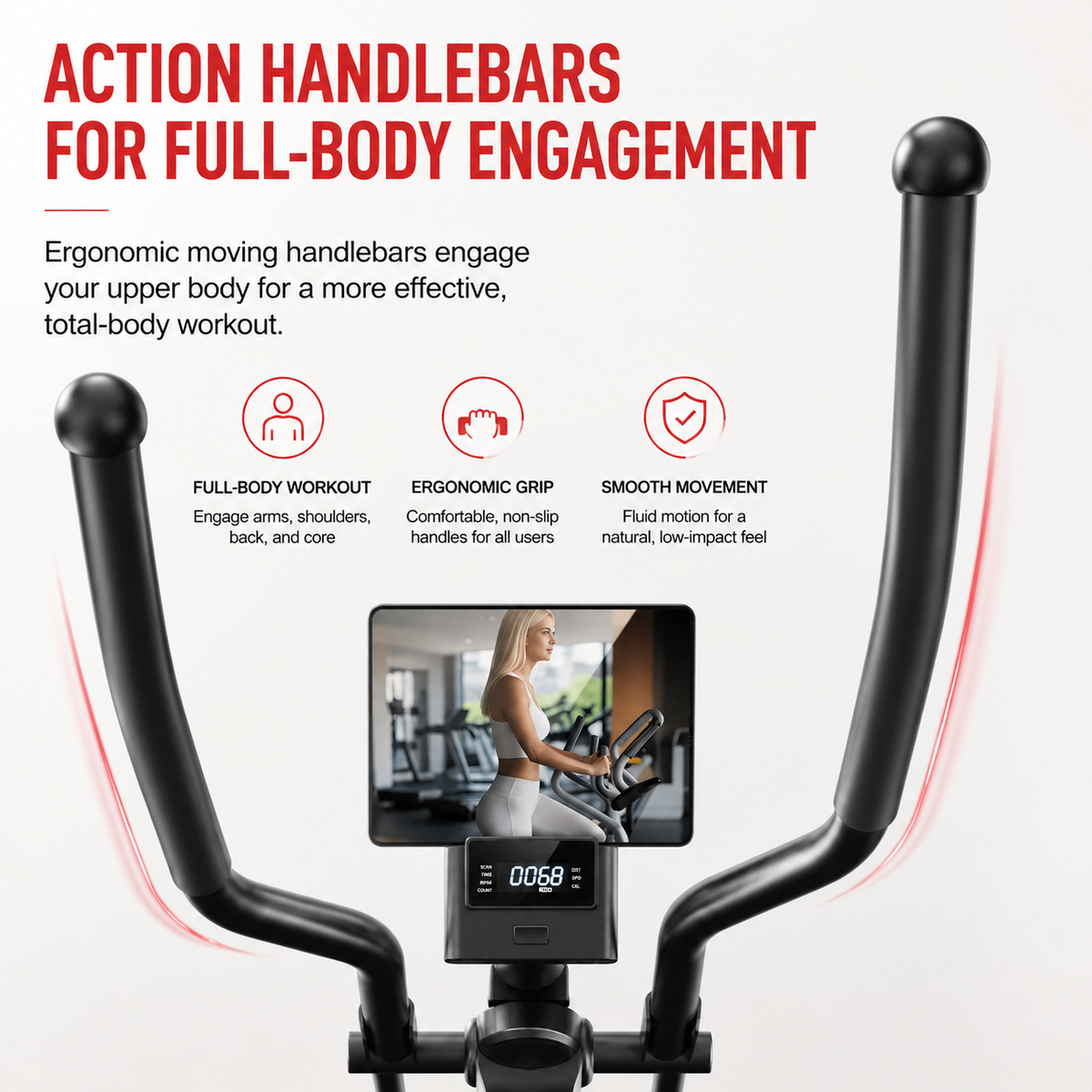 Premium Magnetic Elliptical Machine for Home Quiet Elliptical Trainer 8 Resistance Levels 12 Inch Stride LCD Monitor Cardio Exercise Fitness Machine Indoor Use