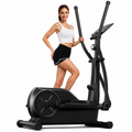 Premium Magnetic Elliptical Machine for Home Quiet Elliptical Trainer 8 Resistance Levels 12 Inch Stride LCD Monitor Cardio Exercise Fitness Machine Indoor Use