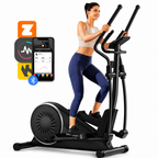 Premium Magnetic Elliptical for Home 16-Level Resistance Quiet Cardio Trainer 15.5 Inch Stride App Connectivity Compact Foldable 350 lb Capacity