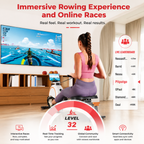 Premium Magnetic Rowing Machine for Home 32 Level Adjustable Resistance Cardio Rower LED Monitor Bluetooth Strength Training Fitness Equipment