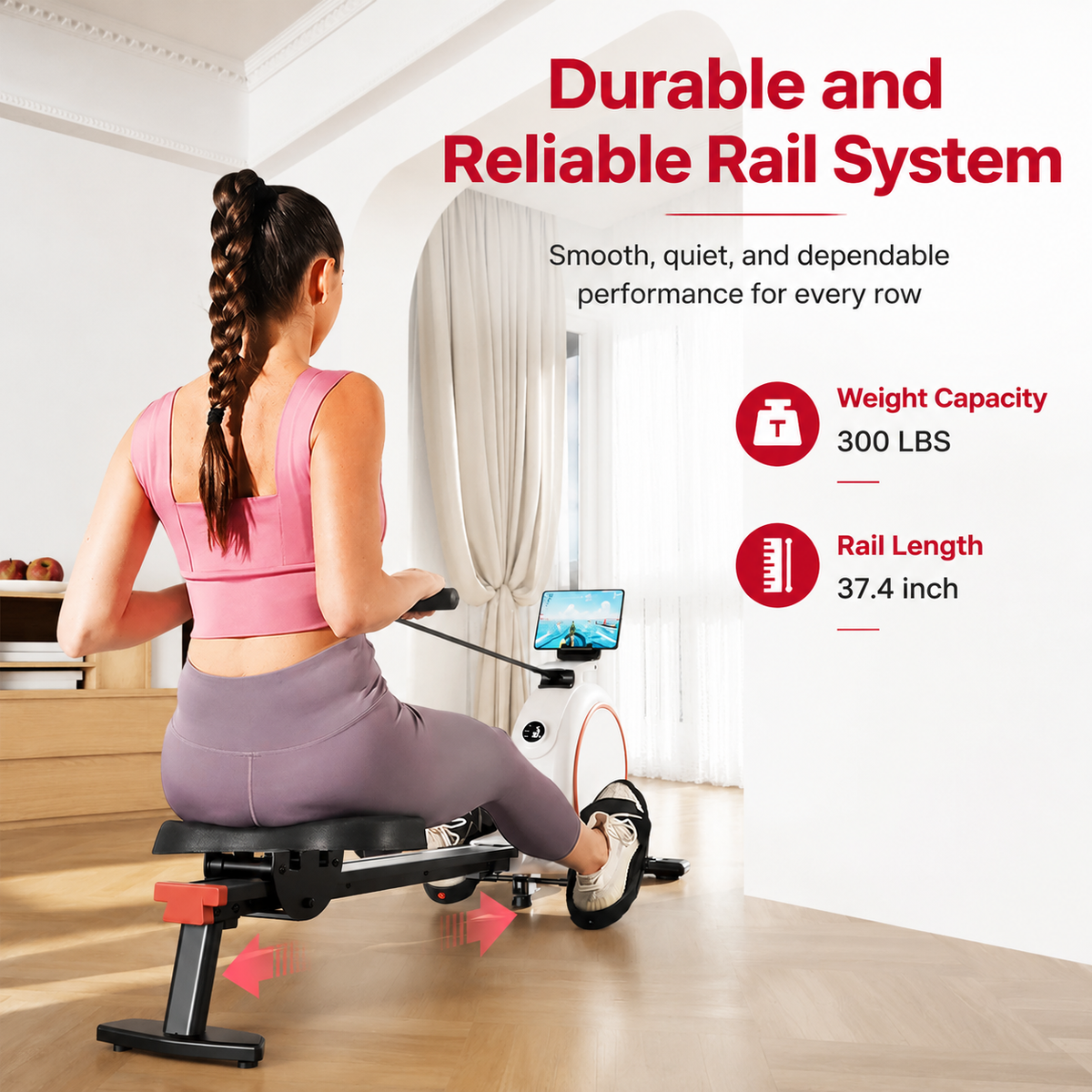 Premium Magnetic Rowing Machine for Home 32 Level Adjustable Resistance Cardio Rower LED Monitor Bluetooth Strength Training Fitness Equipment