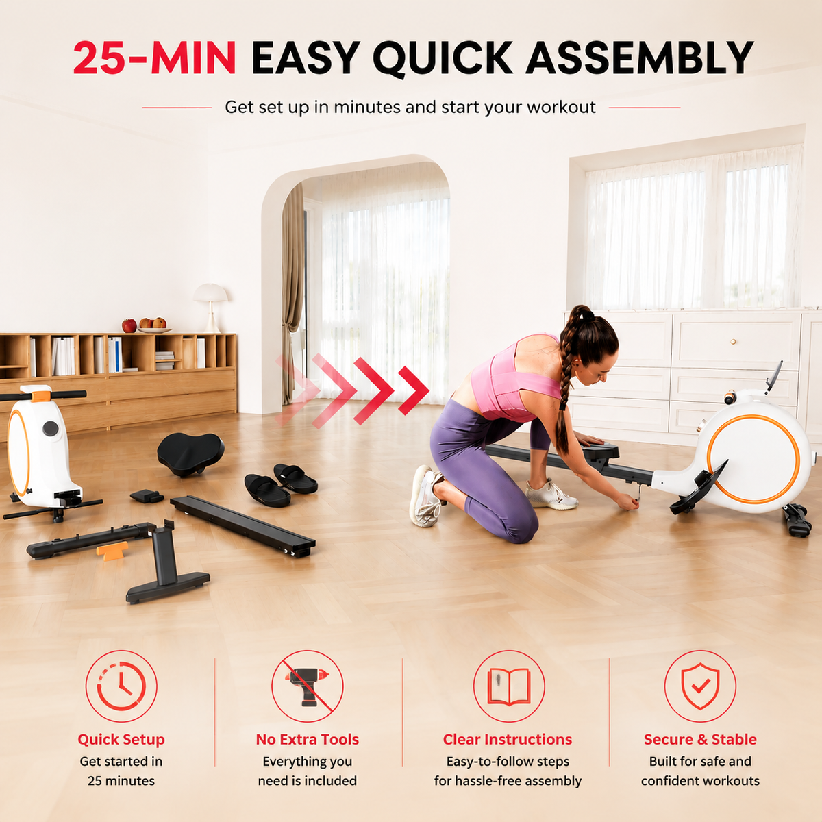 Premium Magnetic Rowing Machine for Home 32 Level Adjustable Resistance Cardio Rower LED Monitor Bluetooth Strength Training Fitness Equipment