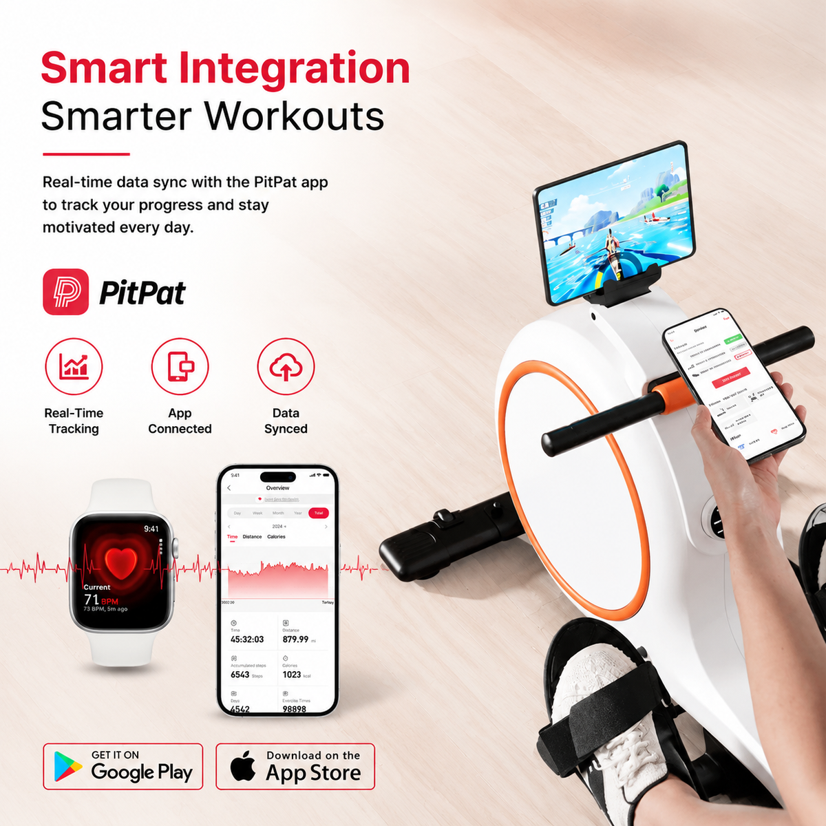 Premium Magnetic Rowing Machine for Home 32 Level Adjustable Resistance Cardio Rower LED Monitor Bluetooth Strength Training Fitness Equipment