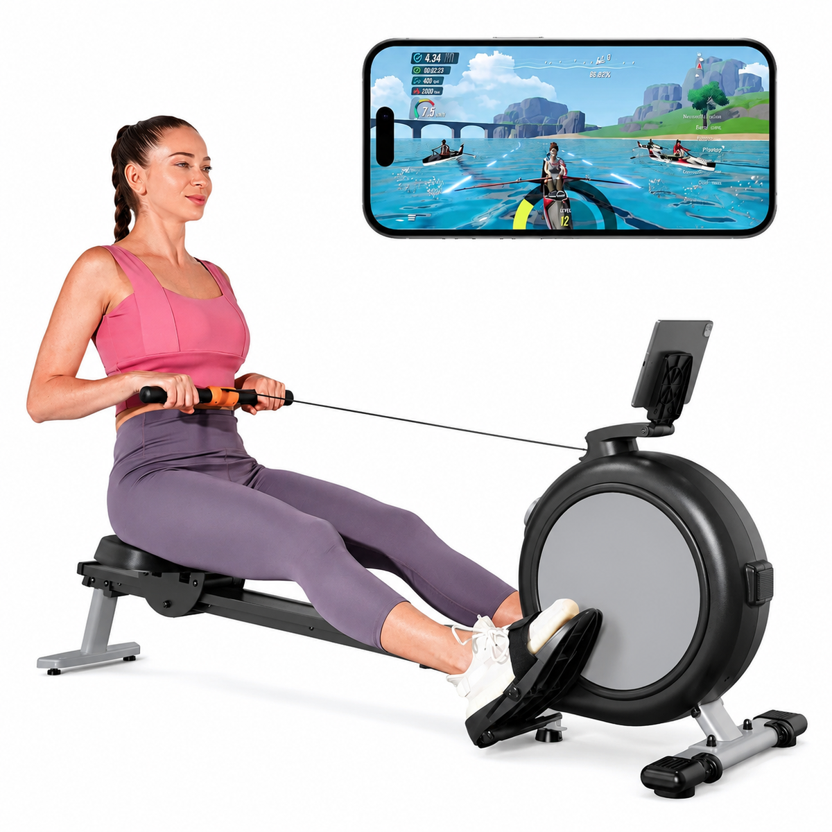 Premium Magnetic Rowing Machine for Home 32 Level Adjustable Resistance Cardio Rower LED Monitor Bluetooth Strength Training Fitness Equipment