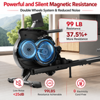 Premium Magnetic Rowing Machine for Home 350 lb Capacity 16 Level Silent Resistance Full Body Cardio Trainer Dual Slide Rail LCD Monitor