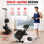 Premium Magnetic Rowing Machine for Home 350 lb Capacity 16 Level Silent Resistance Full Body Cardio Trainer Dual Slide Rail LCD Monitor